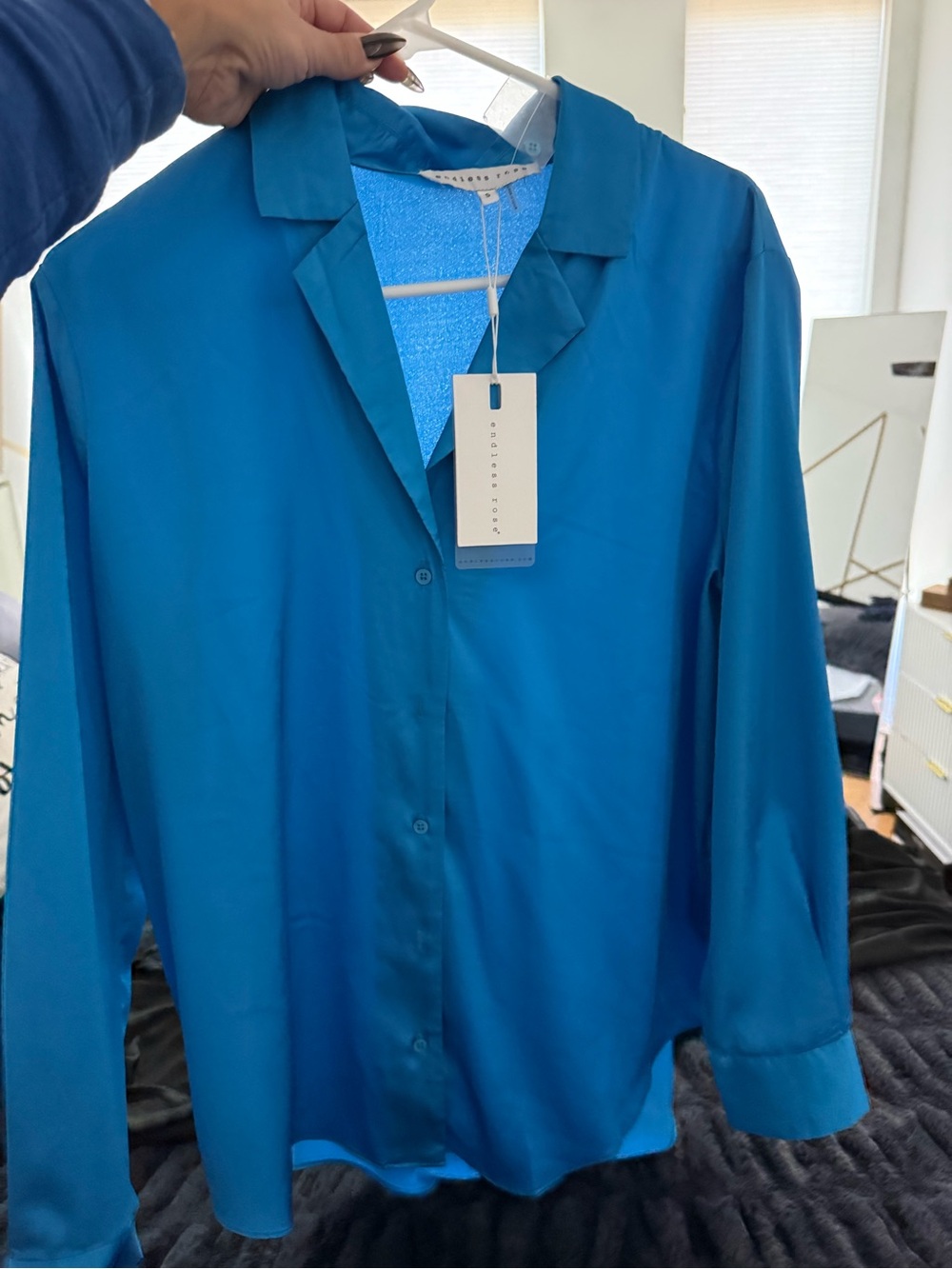 Endless Rose Teal Blue Men's Button-Down Shirt